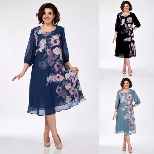 Reducere flash--55%OFF【S-5XL】 Rochie elegantă cu imprimare florală de primăvară_4034143