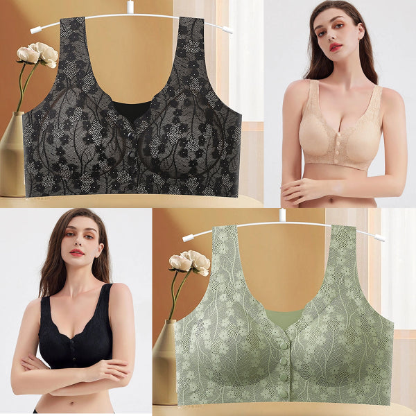 【Cumpără 1 Primești 1 Gratuit】Sutien fără fir pentru femei cu nasturi în față 【40-100kg】_4032448