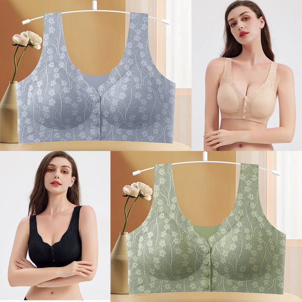 【Cumpără 1 Primești 1 Gratuit】Sutien fără fir pentru femei cu nasturi în față 【40-100kg】_4032448