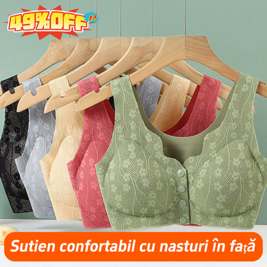 【Cumpără 1 Primești 1 Gratuit】Sutien fără fir pentru femei cu nasturi în față 【40-100kg】_4032448
